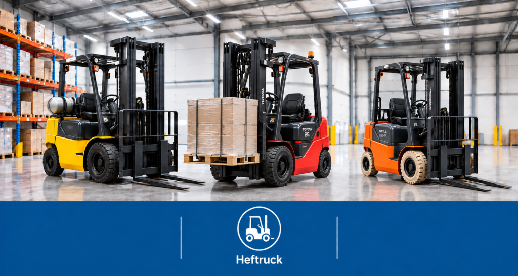 Heftruck verplaatst een last tijdens de heftruck basisopleiding op locatie